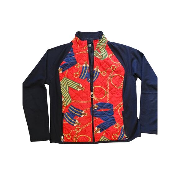 Lauren Ralph Lauren Active Equestrian Print Quilted Jacket large petite full zip - Picture 1 of 5
